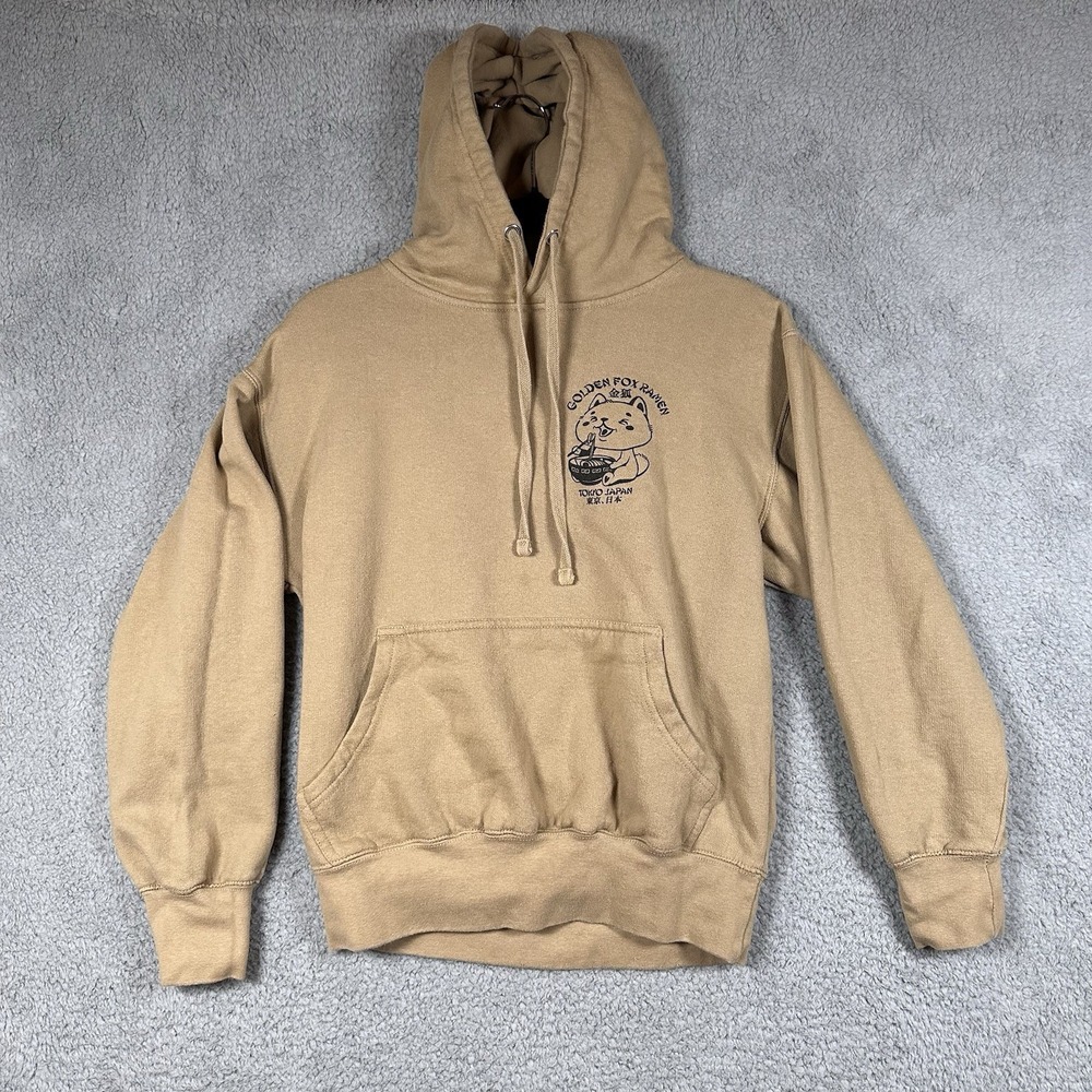 SCW Golden Fox Ramen Tan Hoodie Tokyo Japan Unisex Pullover Sweatshirt Sz S